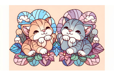 Kittens in stained glass effect art