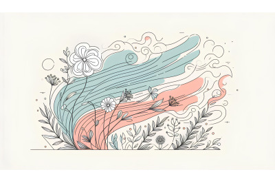 Minimalist composition of wind and flowers