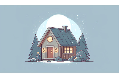 Minimalist cottage with night lights
