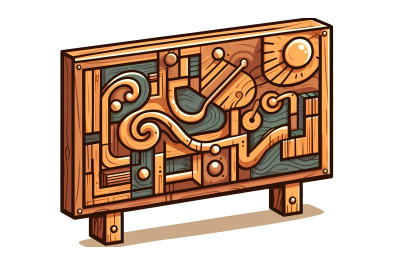 Modern art wooden sign, cubist layers