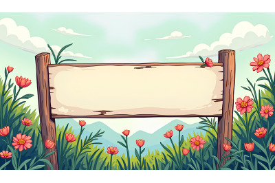 Natural sign with bright blooms, pop art