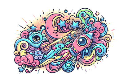 Neon graffiti celestial fantasy art