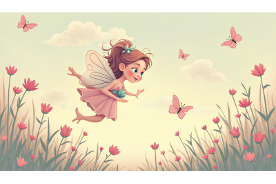 Nostalgic fairy in vintage pastel tones