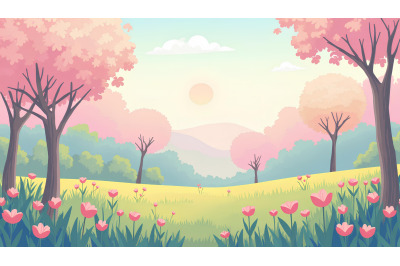 Pastel hues of a serene spring morning