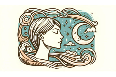 Peaceful portrait, art deco influence