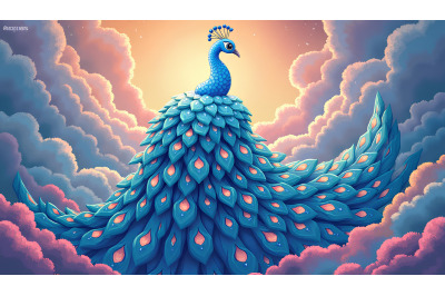 Peacock Celestial Guardian Digital Painting