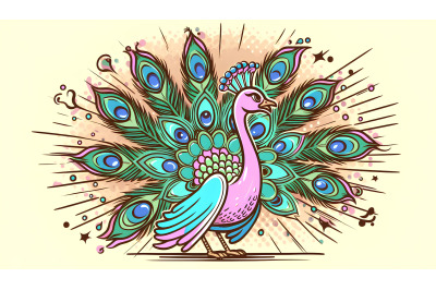 Peacock Color Burst Pop Art