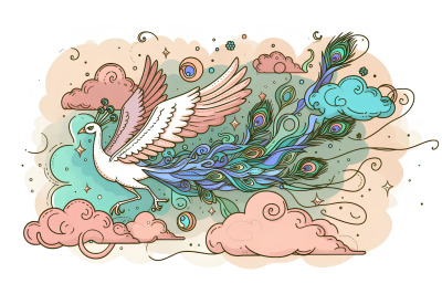 Peacock Dreamy Flight Surrealism