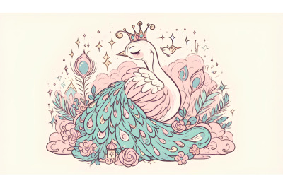 Peacock Enchanted Beauty Pastels