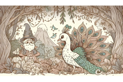 Peacock Enchanted Forest Ink