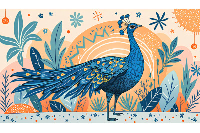 Peacock Geometric Patterns Cubism