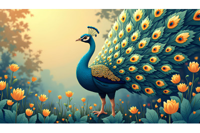 Peacock Golden Whispers Fantasy Art