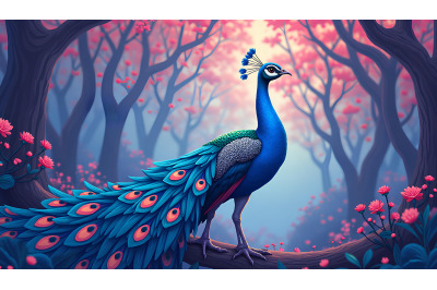 Peacock Mystic Realm Digital Painting