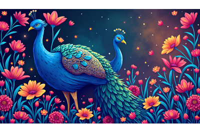 Peacock Neon Dreams Fauvism