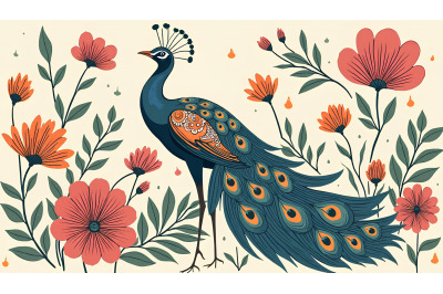 Peacock Retro Bloom Art Deco