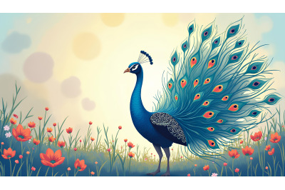 Peacock Starry Elegance Impressionism
