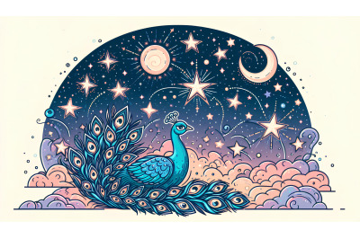 Peacock Starry Night Effect