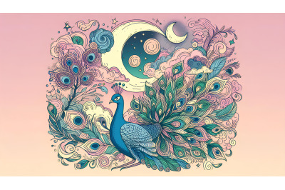 Peacock Twilight Dream Surrealism