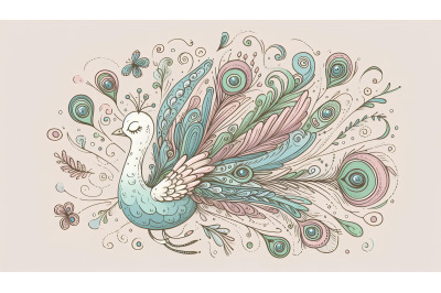 Peacock Whimsical Flight Pastels