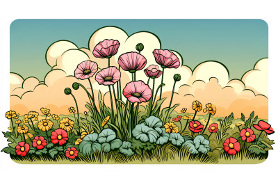 Pop Art rendition of a meadow in bloom