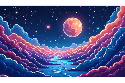 Psychedelic glowing celestial dream