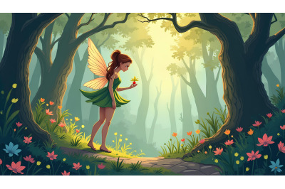 Realistic fairy in enchanted woods, realism art