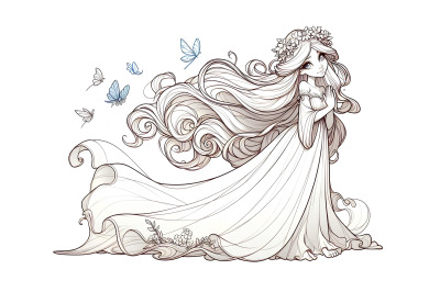 Realistic fairy in flowing white dress
