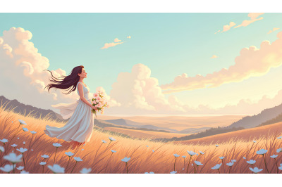 Romantic windswept scene of peace and beauty