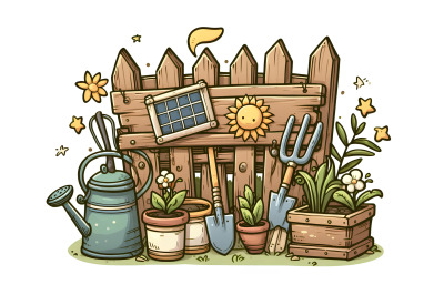 Rustic garden board, watercolor charm