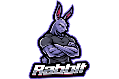 Strong rabbit esport mascot logo design