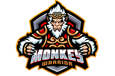 Monkey warrior esport mascot logo design