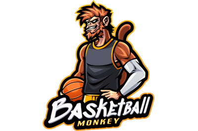 Basketball monkey esport mascot logo design