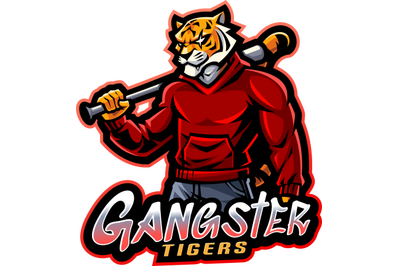 Gangster tiger esport mascot logo design