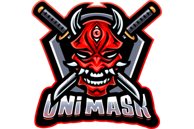 Oni mask mascot logo design
