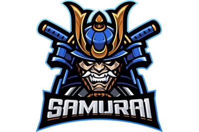 Samurai head esport mascot logo design