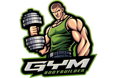 Gym bodybuilder esport mascot logo design