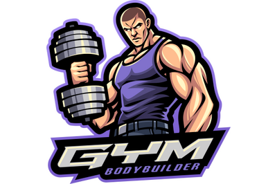 Gym bodybuilder esport mascot logo design