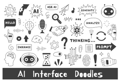 AI Interface Doodles PNG Clipart