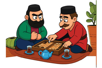 Intense concentration permeates the atmosphere as two animated charact
