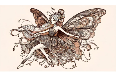 Surreal fairy with lace wings, surrealist magic