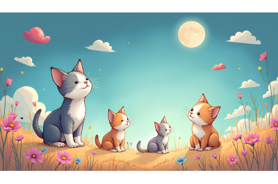 Surrealistic kittens in dreamland