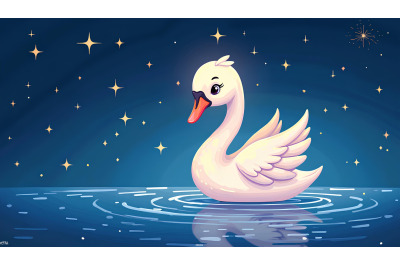 Swan among celestial stars Ethereal Glow