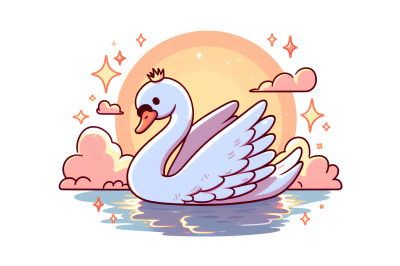 Swan glowing under the setting sun Sunset Soft Glow