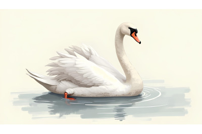 Swan gracefully floating Charcoal