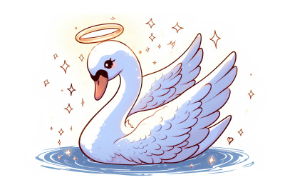 Swan in a glowing halo Soft Glow Painting