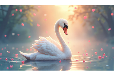 Swan in a romantic glow Soft Pastels