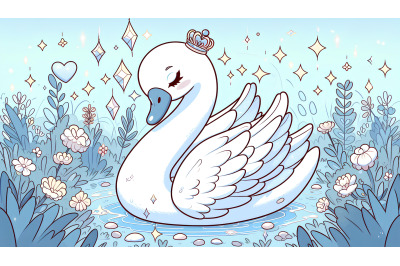 Swan in a shimmering garden Space Art