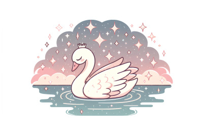 Swan in a starry dream Silhouette