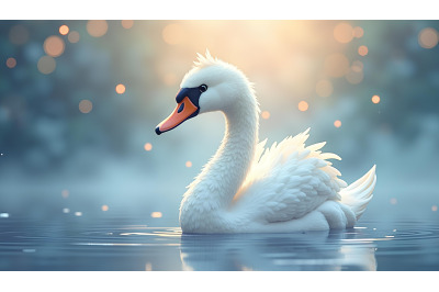 Swan in an enchanting fog Mystical Art