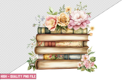 Floral Books Clipart Design